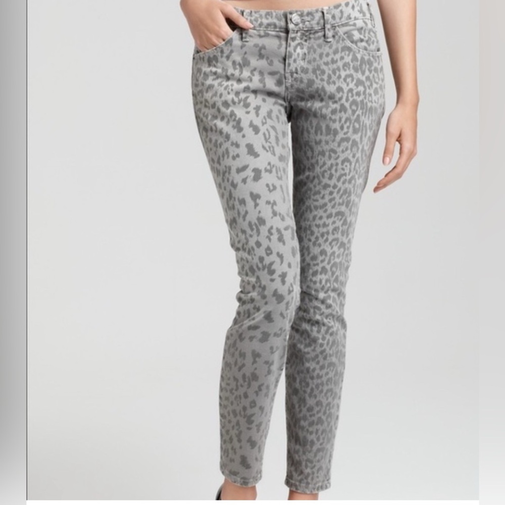 Current/Elliot The Stiletto Grey Leopard Skinny Jeans Size 28